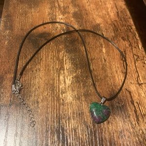 Green and Purple Synthetic Zoisite Heart Necklace